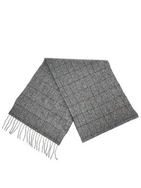 Linea Emmeti Fine Merino Wool Scarf Herringbone Gray Windowpane Navy Red New NWT